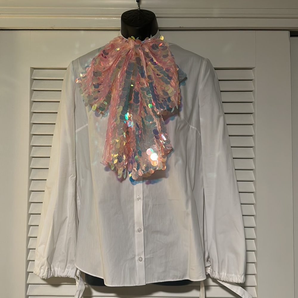 NEUBYRNE | charlotte sequin bow blouse, size large